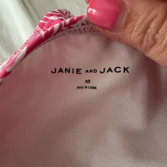 NWT Janie and Jack Girls Tropical Palm Rash Guard Swimsuit in size 10 - Picture 5 of 8
